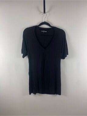 Vintage Silver Dagger Black V Neck Short Sleeve Long Shirt/Dress Size L